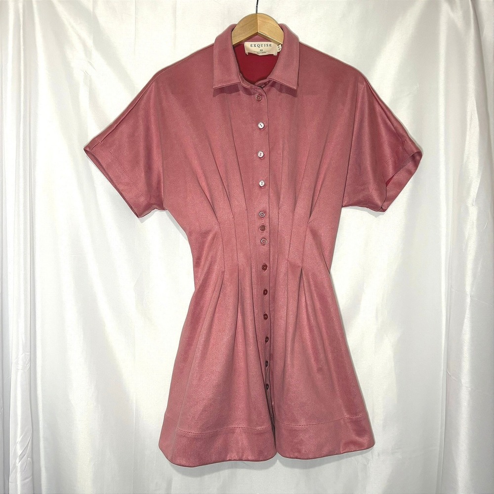 Exquise Anthropologie Karen Dress Lilac Pink Suede Texture XXS E25K05118173